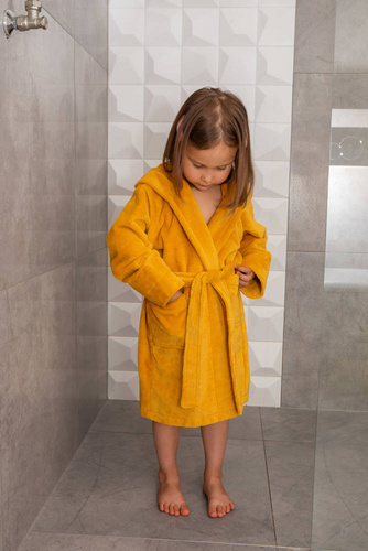 Szlafrok dziecięcy bambusowy Bamboo ByShelly - musztardowy
