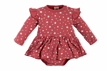 Sukienkobody długi rękaw "Stars" Makoma ciemny róż
