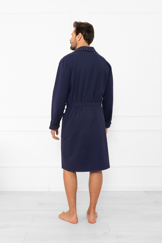 Szlafrok męski Gerard – bawełniany, klasyczny z szalowym kołnierzem Italian Fashion