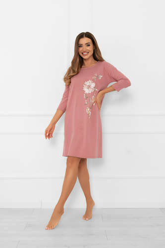 Damska koszula nocna Akita – bawełna, długość do kolan, rękaw 3/4 Italian Fashion
