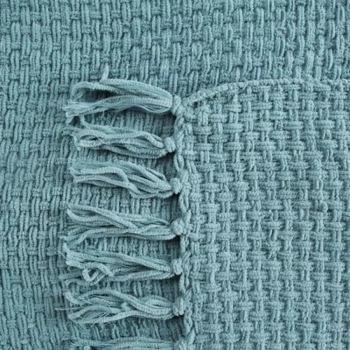 Koc tkany narzuta z frędzlami Suzi Eurofirany miętowy 