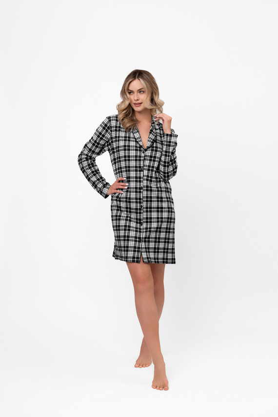 Damska koszula nocna i do karmienia Klara – bawełniana, długa, w kratę Italian Fashion 