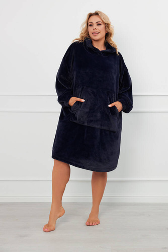 Kocobluza z kapturem unisex Forio Italian Fashion - granatowy