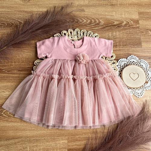 Sukienka z krótkim rękawem SK12231 Mamatti - różowy