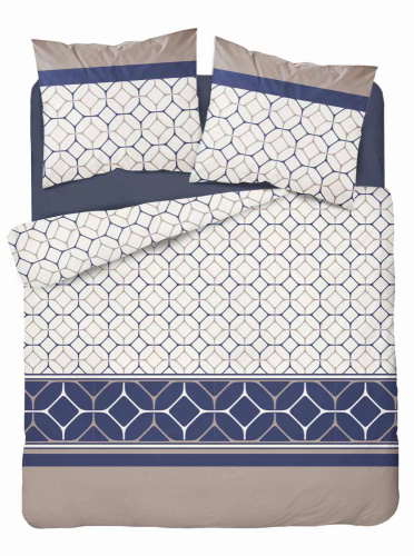 Pościel z mikrofibry heksagonalny motyw 5039 A Detexpol granatowy