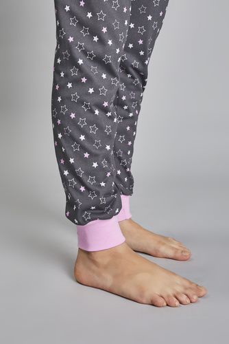 Piżama dziewczęca długi rękaw, spodnie Antilia Italian Fashion - róż/druk