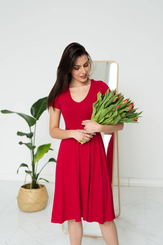 Sukienka ciążowa i do karmienia Mommy Chic Milk&Love karminowy