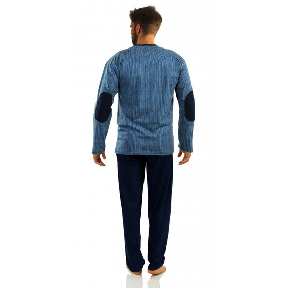Bawełniana piżama męska z długim rękawem 07 Sesto Senso - granatowy
