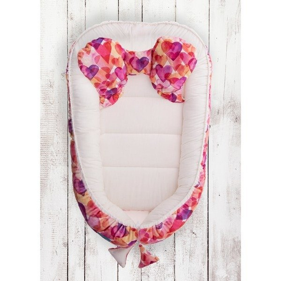 Kokon niemowlęcy minky "SERDUSZKA" Belisima niebieski