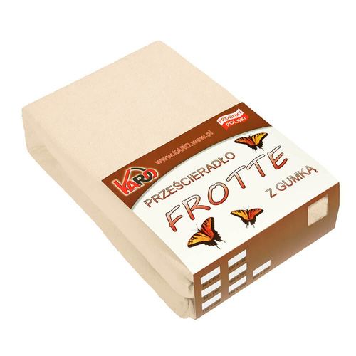 Prześcieradło frotte z gumką KARO - jasny beż