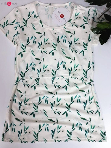 Milk Shirt bluzka do karmienia i ciążowa z krótkim rękawem  Milk&Love w listki