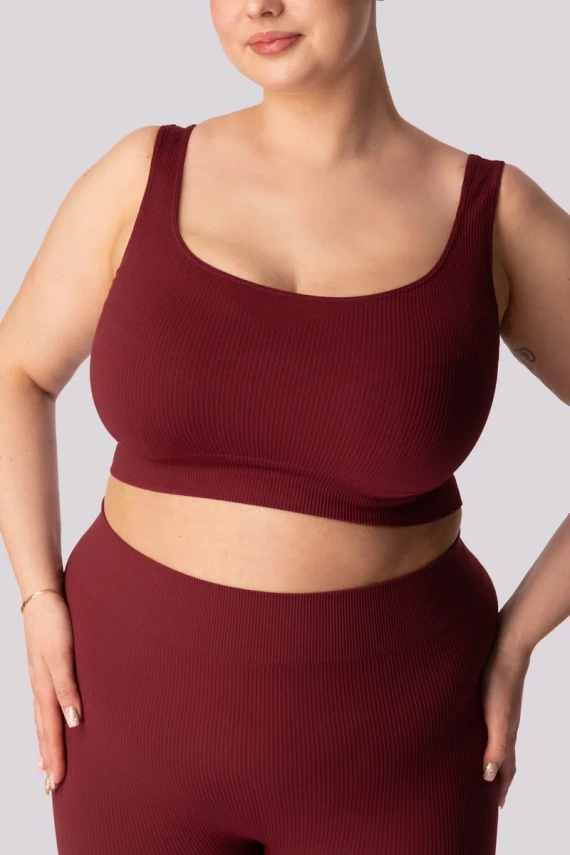 Top biustonosz sportowy Ribbed prążek Mona burgund 