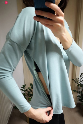 Bluzka ciążowa i do karmienia z rękawem Two Ways Milk&Love miętowy