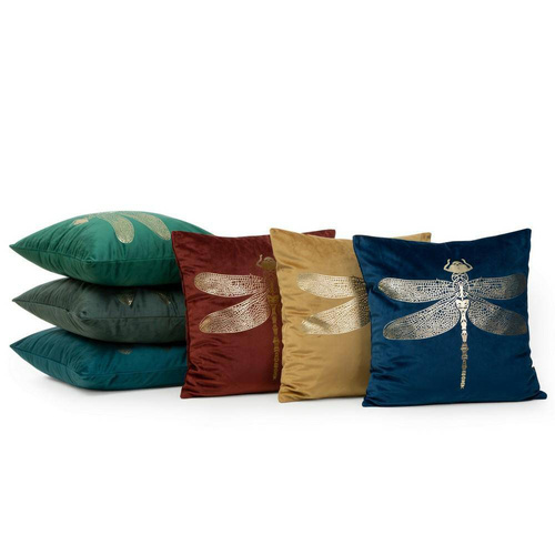 Poszewka dekoracyjna welwetowa Blink 16 ważka Eurofirany ceglany