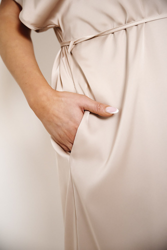 Szlafrok krótki rękaw Dotyk Italian Fashion - beżowy