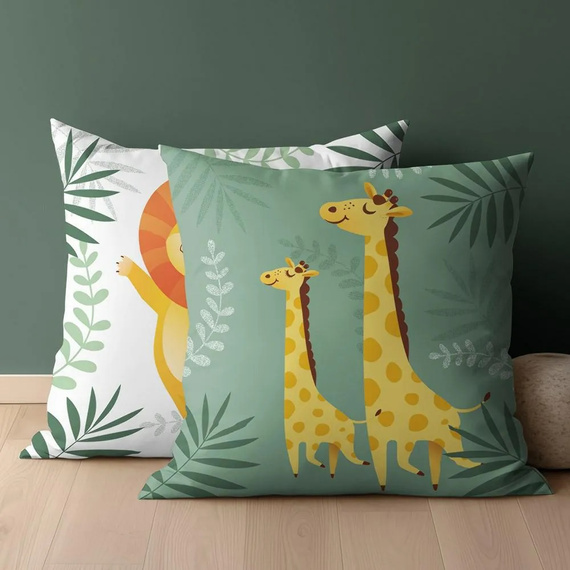Poszewka bawełniana PSBA 20B Mayamoo 26 Żyrafy Lew Detexpol zielony