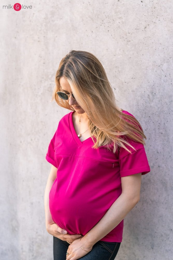 Bluzka ciążowa i do karmienia M-Shirt V-neck Milk&Love fuksja