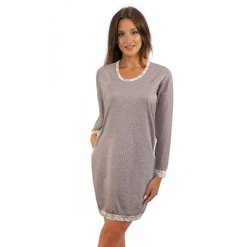 Koszula nocna Awa Long Sesto Senso beżowy kropki 