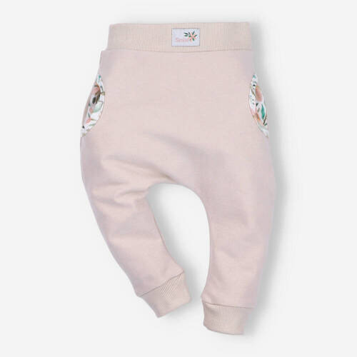 Spodnie dresowe z bawełny organicznej Pink Flowers Nini różowy