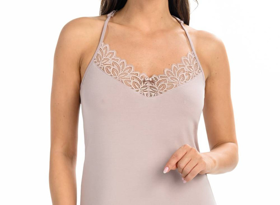 Koszula nocna z koronką Kolhi Teyli - kakaowy