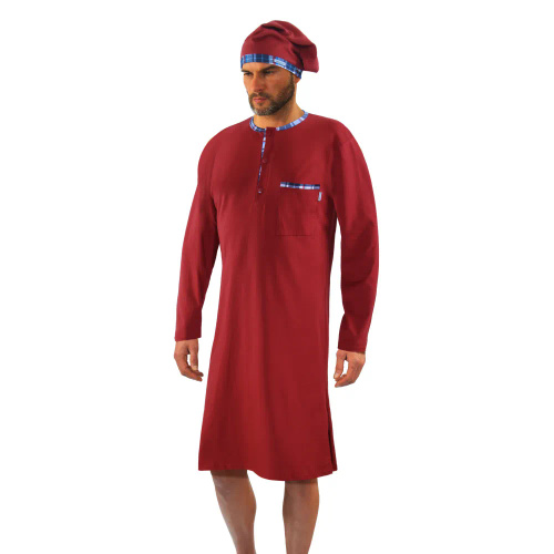 Koszula męska z szlafmycą 3113 Sesto Senso bordowy 