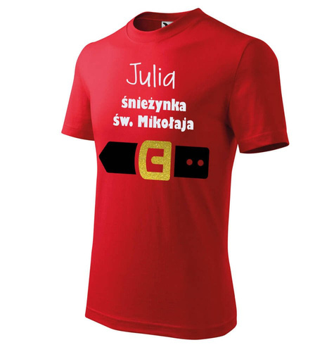 Koszulka dziecięca świąteczna "Śnieżynka św. Mikołaja" Moocha czerwony 