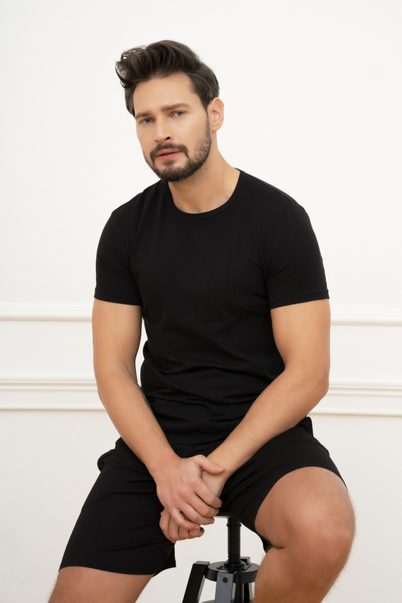 Koszulka męska, krótki rękaw Ikar Italian Fashion - czarny