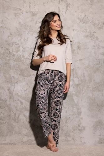 Piżama damska La Boheme Momenti Per Me beige 