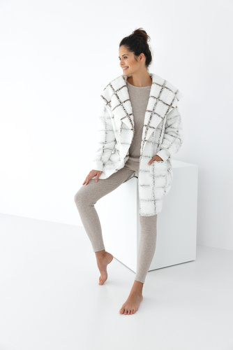 Kardigan Szlafrok Delphine Sensis - biały-kratka