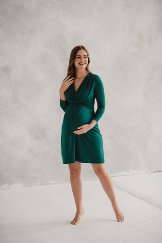 Sukienka ciążowa i do karmienia rękaw Loop 7/8 Milk&Love butelkowa zieleń