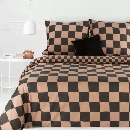 Pościel bawełniana Sara 21 kratka Eurofirany brązowy