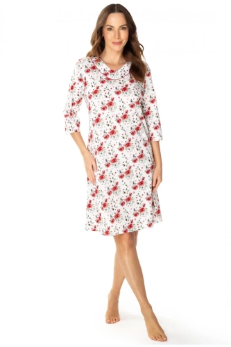Koszula nocna 86677 Malina Mewa kwiaty 
