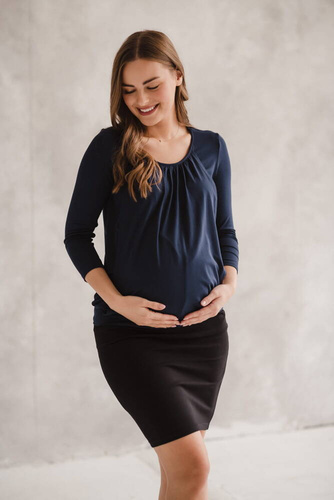 Bluzka ciążowa i do karmienia z rękawem 7/8 Kangaroo Milk&Love granatowy