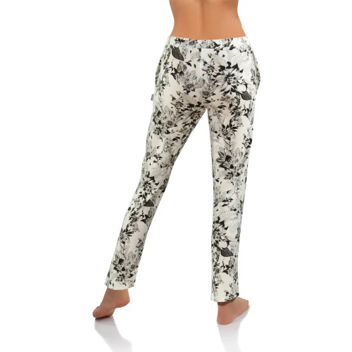 2585/02 Spodnie piżamowe Sesto Senzo kwiatki czarny/biały 