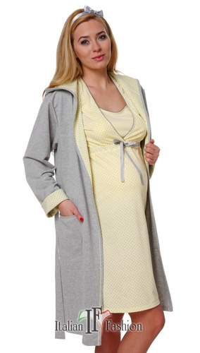 Szlafrok Damski Komfort  Italian Fashion- melanż/róż