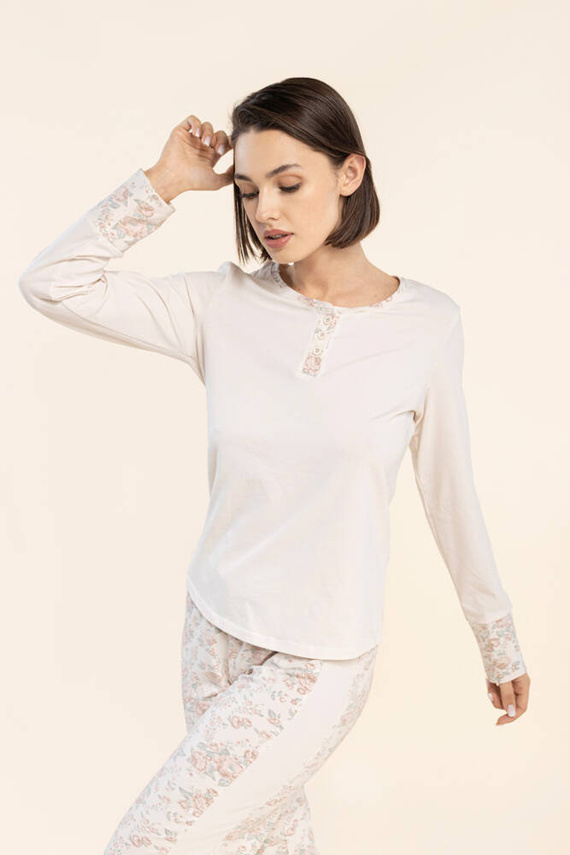 Piżama damska 3 Bonamera beżowy kwiaty