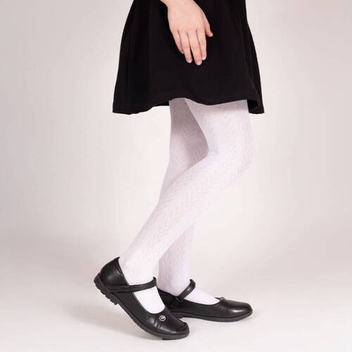 Rajstopy żakardowe W3 141804 Nicol - biały