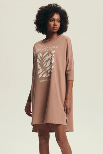 Bawełniana koszula nocna damska Henderson Dextra 43692 – rękaw 3/4- peach