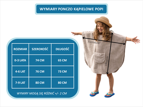 Poncho kąpielowe ręcznik z kapturem Popi AQUA NIÑO - beżowy