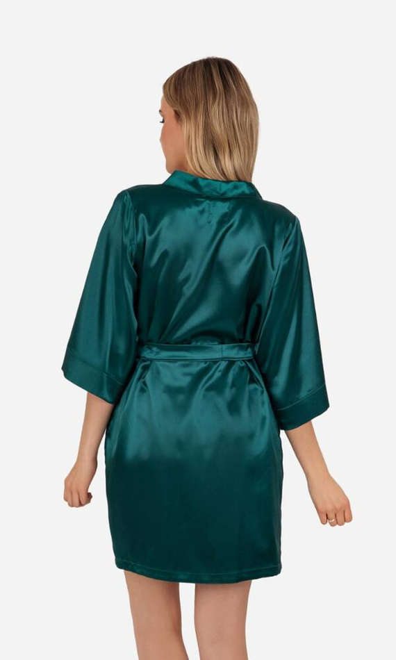 Szlafrok damski satynowy Vesna ByShelly - butelkowy zielony