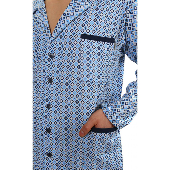 Bawełniana piżama męska, rozpinana 2210/16 Sesto Senso - granatowy