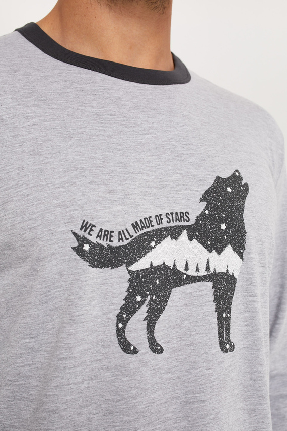 Piżama Męska długi rękaw, długie spodnie Tikal Italian Fashion - melanż/grafit