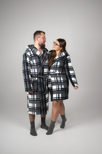 Szlafrok Męski De Lafense 034 z Kapturem – Miękki, Ciepły Szlafrok Domowy Premium z Kieszeniami