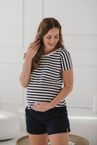 Bluzka Two Ways — ciążowa i do karmienia, dwustronna, krótki rękaw Milk&Love granatowy 