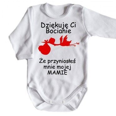 "Dziękuję ci bocianie" body długi rękaw Moocha biały