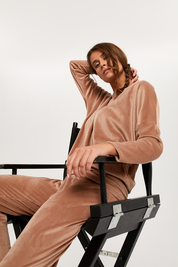 Komplet Damski dł. rękaw, dł. spodnie Juga Italian Fashion czarny - beżowy