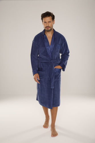 De Lafense Noble 868 – szlafrok męski welurowy elegancki, praktyczny, wygodny, jeans