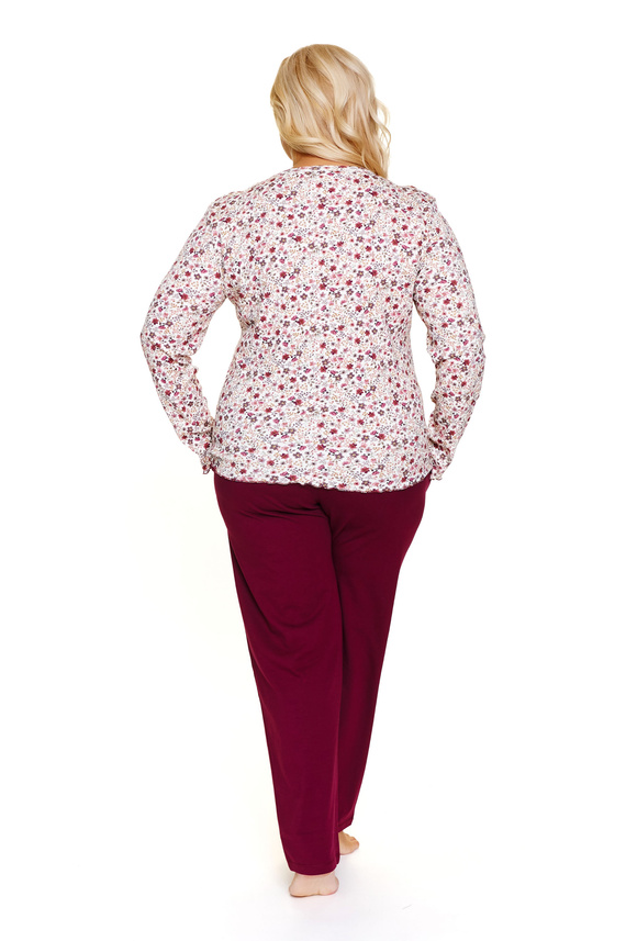 Doctor Nap 7307 – Piżama plus size rozpinana | 95% bawełna, długi rękaw - flores