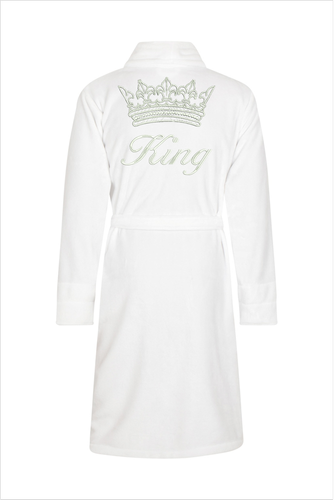 Szlafrok męski King + Korona ByShelly - biały/srebrny
