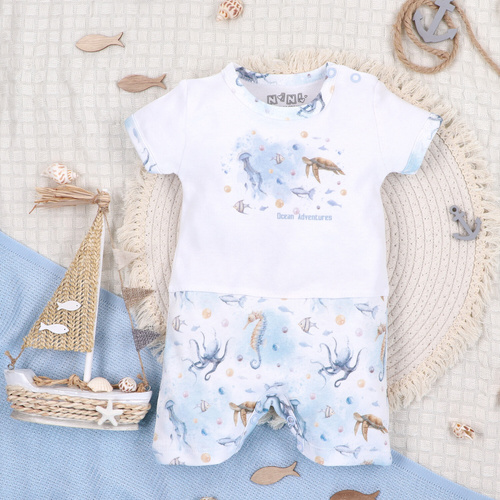 Nini Rampers Sea Of Joy bialy – 100% bawełna organiczna, dla niemowląt